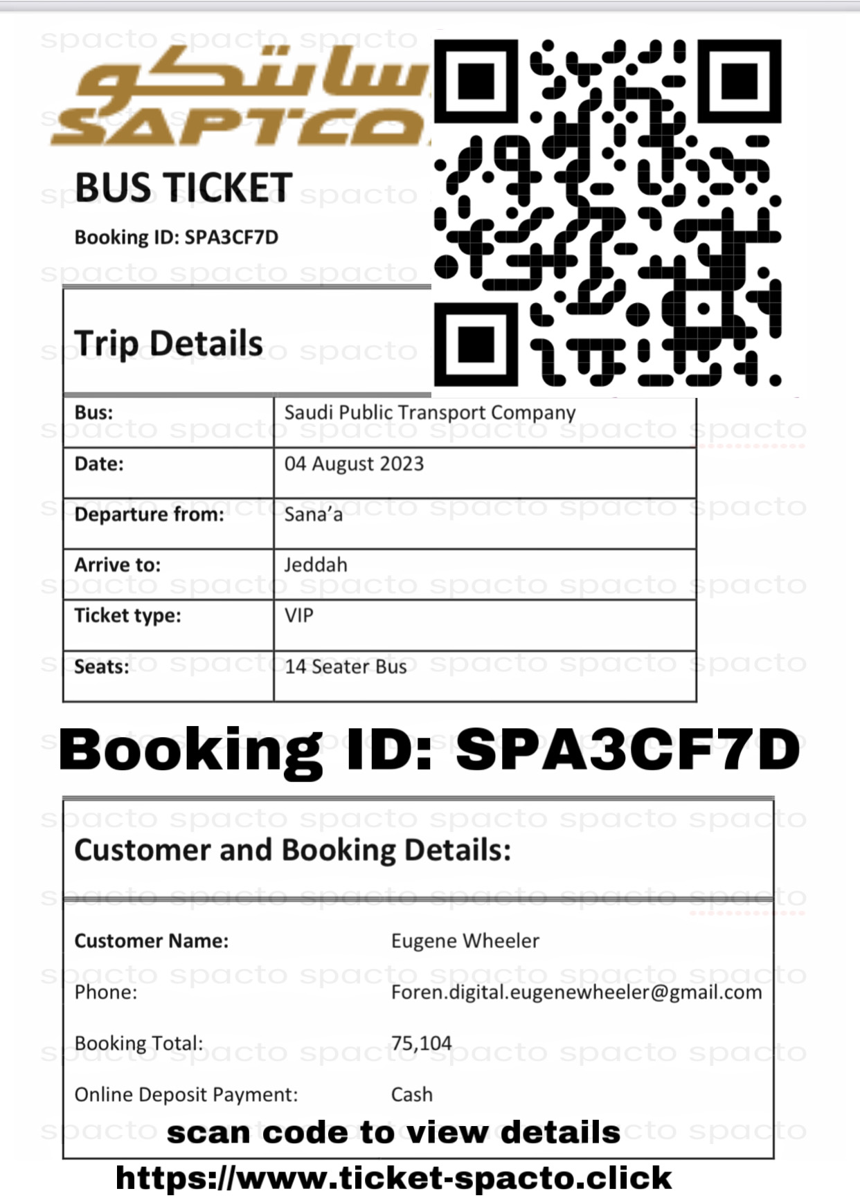 Bus Ticket Details